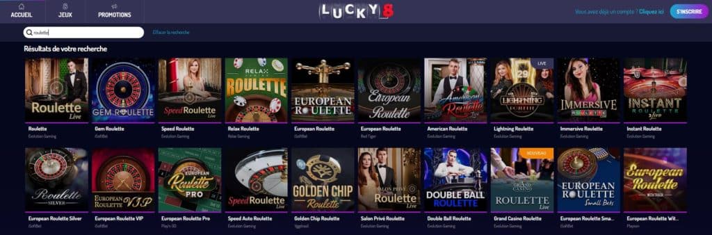 Lucky8 roulette en ligne