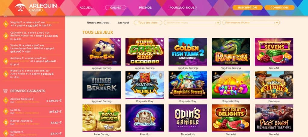 jeux arlequin casino