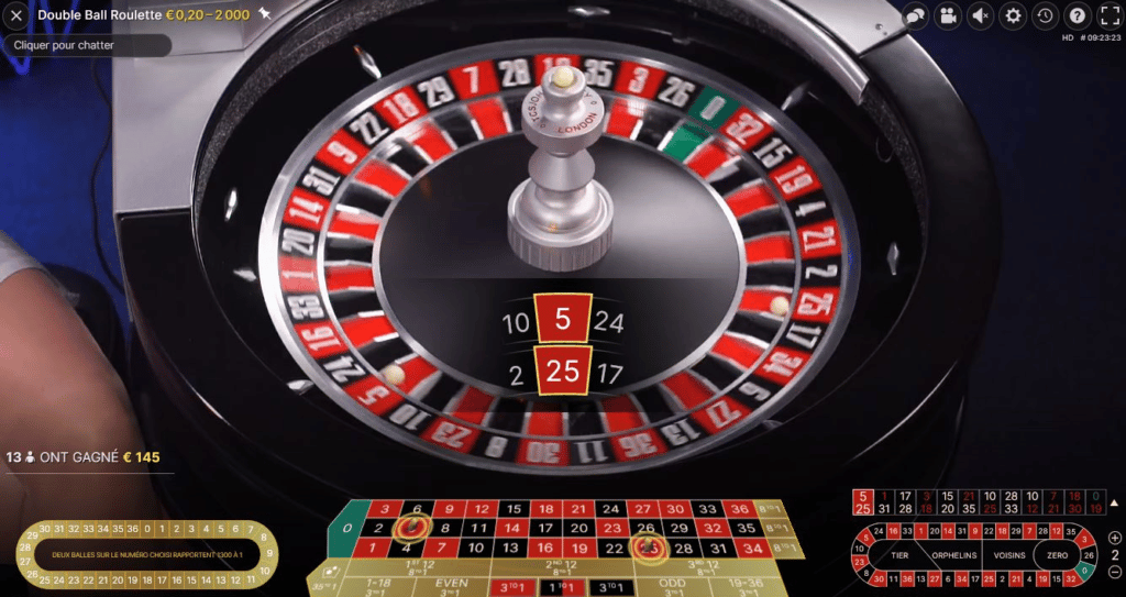 Double ball roulette gameplay
